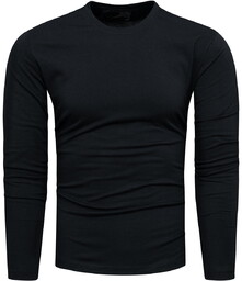 Koszulka męska longsleeve gładki czarny Recea