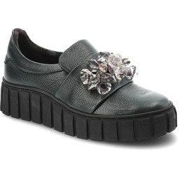 Lemar Zielone Półbuty Modne Skórzane Buty Damskie