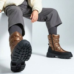 Jeep Brązowe Śniegowce Ocieplane Obuwie Damskie