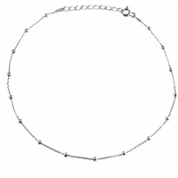 Elegancka rodowana srebrna bransoletka na nogę choker gładkie