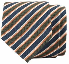 Krawat w paski John & Paul Zielono-brązowy