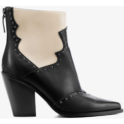 Damskie kowbojki ze skóry naturalnej z dżetami czarno