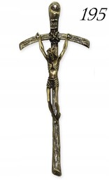 Krzyż papieski metalowy na ścianę patynowany