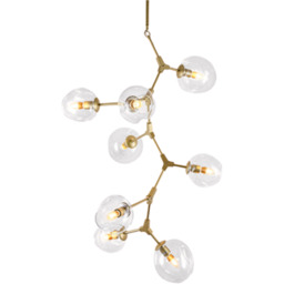 Chemistry gold vertical- 8-punktowa nowoczesna lampa wisząca pionowa,