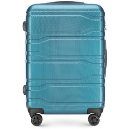 Średnia walizka z polikarbonu tłoczona niebieska