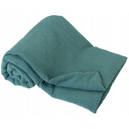 Kocyk muślinowy 75x100 turkusowy bawełniany