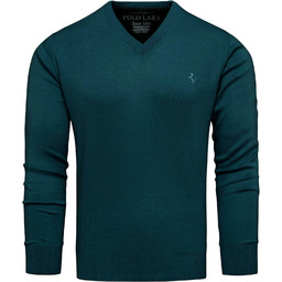 Sweter męski w serek kolor morski Recea