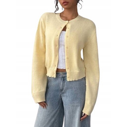SHEIN ŻÓŁTY SWETER DAMSKI NA GUZIKI NA CO