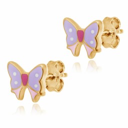 Srebrne Kolczyki 925 Złocone Kokardki Grawer