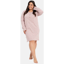 Koszula nocna damska z długim rękawem beżowa