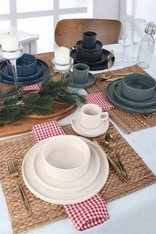 Elegancki 20-częściowy ceramiczny zestaw obiadowy, 100% Stoneware