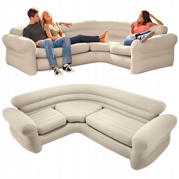 Dmuchana Kanapa Czteroosobowa Duża Sofa Narożna 257x203x76 CM