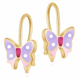 Srebrne Kolczyki 925 Złocone Kokardki Grawer