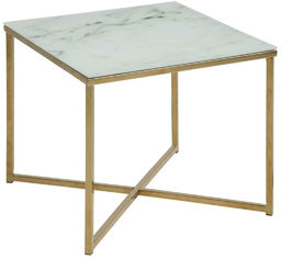 Kwadratowy stolik kawowy Alisma white / golden, złota