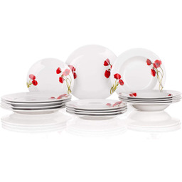 Komplet serwis Obiadowy dla 6 osób Czerwone Maki