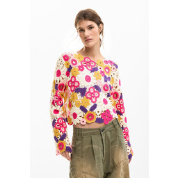 Wielokolorowy szydełkowy sweter