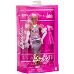 Lalka Barbie Deluxe Style Metaliczna różowa sukienka Barbiecore