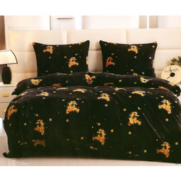 Pościel dwustronna z MIKROFIBRY-MIŚ bożonarodzeniowa czarna w renifery