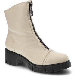 Simen Beżowe Botki Damskie Skórzane Modne Obuwie