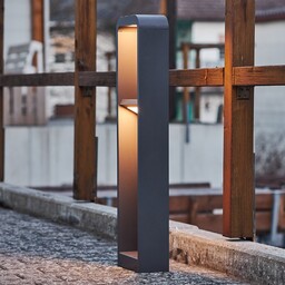 Zewnętrzna Lampa Lindby, Darko, szary, taras, aluminium, nowoczesny