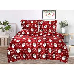 Pościel dwustronna z MIKROFIBRY-MIŚ bożonarodzeniowa czerwona w mikołaje