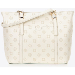 Damska shopperka z imitacji skóry z tłoczeniem kremowa