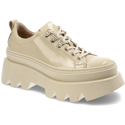 Chebello Beżowe Sneakersy Wygodne Skórzane Buty Damskie