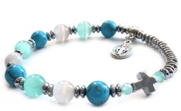 Bransoletka różaniec na rękę - błękitna 8855 [p19]