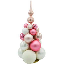 Pakamera Szklana choinka z bombek: róż i biel