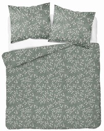 Pościel satynowa 160x200 Home Satin 410 szałwiowa listki