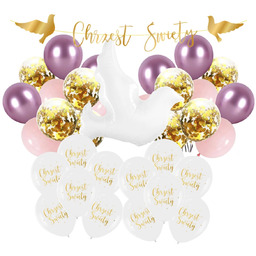Balony na Chrzest Święty Dziewczynki Liliowo różowe baner