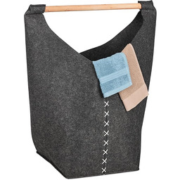 Relaxdays filcowy kosz na pranie, 50 l, ciemnoszary/brązowy