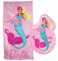 Barbie Ręcznik Plażowy Poduszka Lalka Barbi Syrenka Dziecięcy
