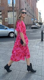 Pakamera Sukienka kopertowa w róże - autorski print