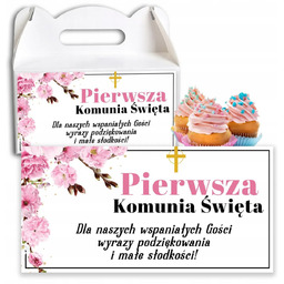 NAKLEJKI NA PUDEŁKA PIERWSZA KOMUNIĘ PODZIĘKOWANIA DLA GOŚCI