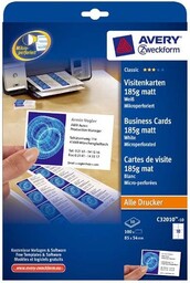 Wizytówki z mikroperforacją; 85 x 54 mm, 100