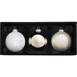 WeRChristmas Szklane bombki, czarno-białe, 3-częściowe