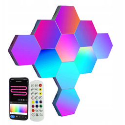 10szt Sześciokątny Kinkiet Wewnętrzny Led Rgb Kontrola Aplikacji