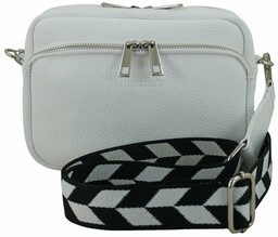 Torebka damska z ozdobnym paskiem - Biała