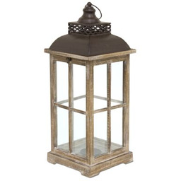 Lampion drewniany 23 x 23 x 65 cm