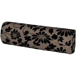 Pokrowiec na zagłówek Vimle, czarne kwiaty na brązowym