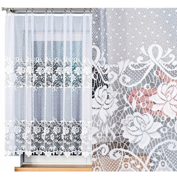 Firana żakardowa Demetria 500x150cm prosta (gotowa) z obszyciem