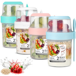 KUBKI 4SZT SALATKA MUSLI JOGURT SZCZELNE DWUWARSTWOWE LEKKIE