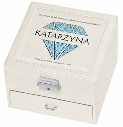 Szkatułka kremowa na biżuterię z nadrukiem dla przyjaciółki