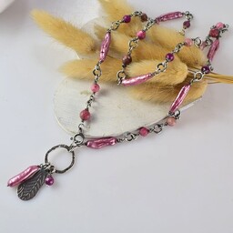 Pakamera Nivora - srebrny naszyjnik z perłami, rubinem