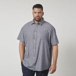 Koszula Męska Lniana Gładka Niebieska NORTH LATITUDE Duże