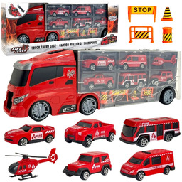 WOOPIE Zestaw Ciężarówka Transporter 3w1 Czerwony 11 el.