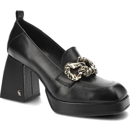 Czarne Półbuty Carinii Eleganckie Skórzane Buty Damskie