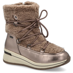 Śniegowce damskie z wiązaniem - CAPRICE 9-26222-43 ZŁOTE