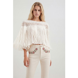 Desigual Bluzka w stylu boho z frędzlami